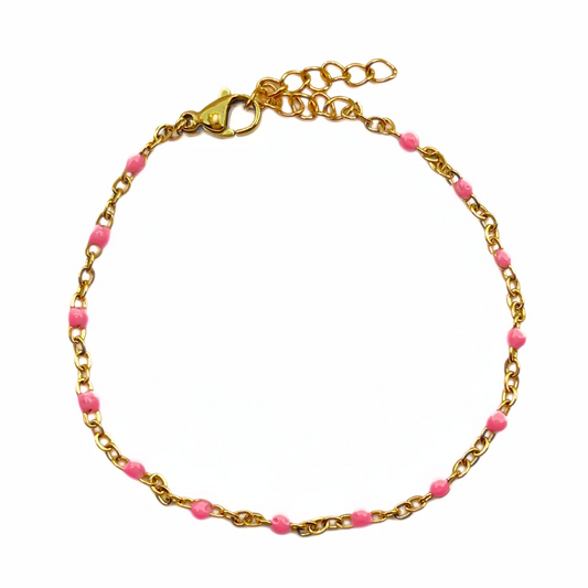 Pink balls armband - goud