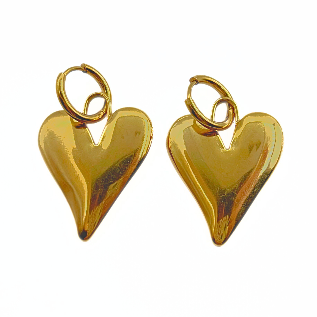 Big love earrings goud