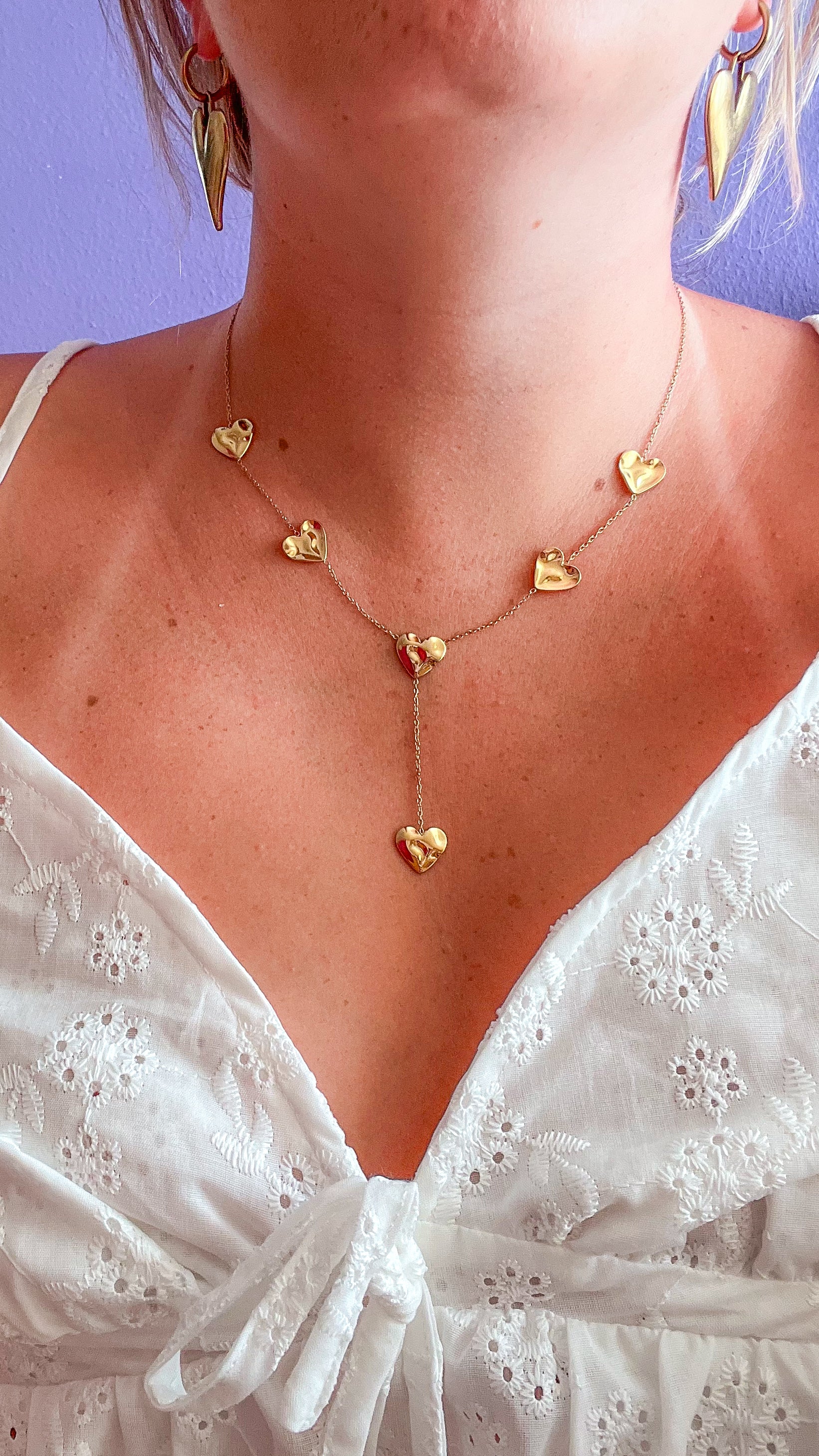 Y wavy heart ketting