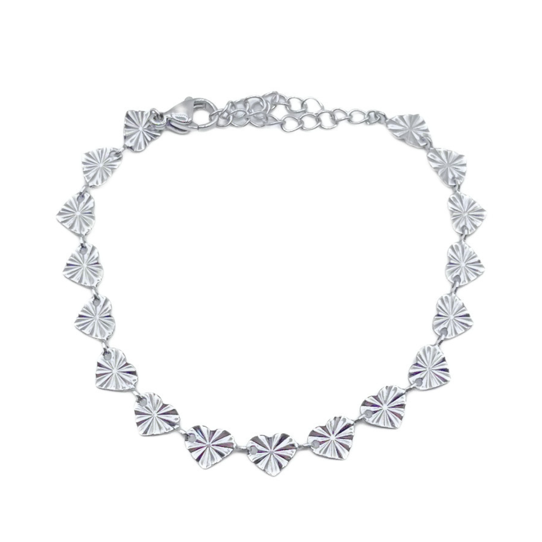 Hartjes armband zilver