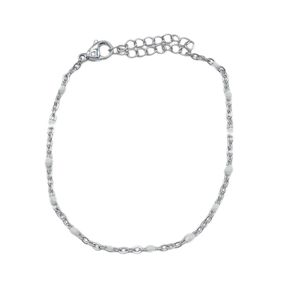 Witte bolletjes armband zilver