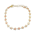 Bloemetjes armband roze goud