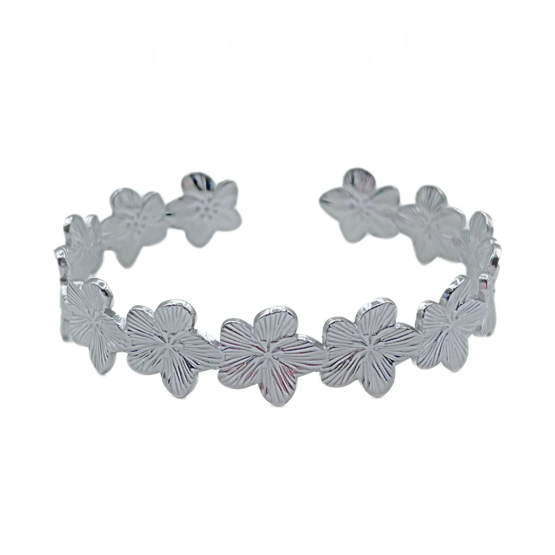 Bloemen bangle zilver