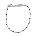 Zwarte bolletjes armband zilver