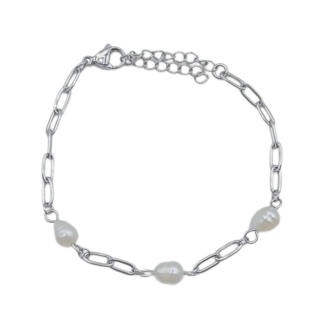 Triple pearl armband zilver