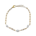 Triple pearl armband goud
