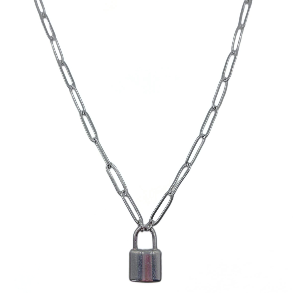 Lock ketting zilver