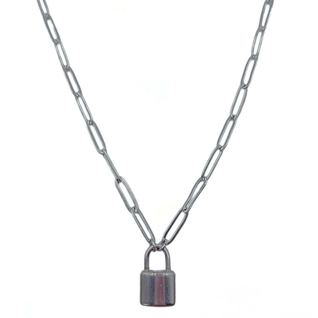 Lock ketting zilver