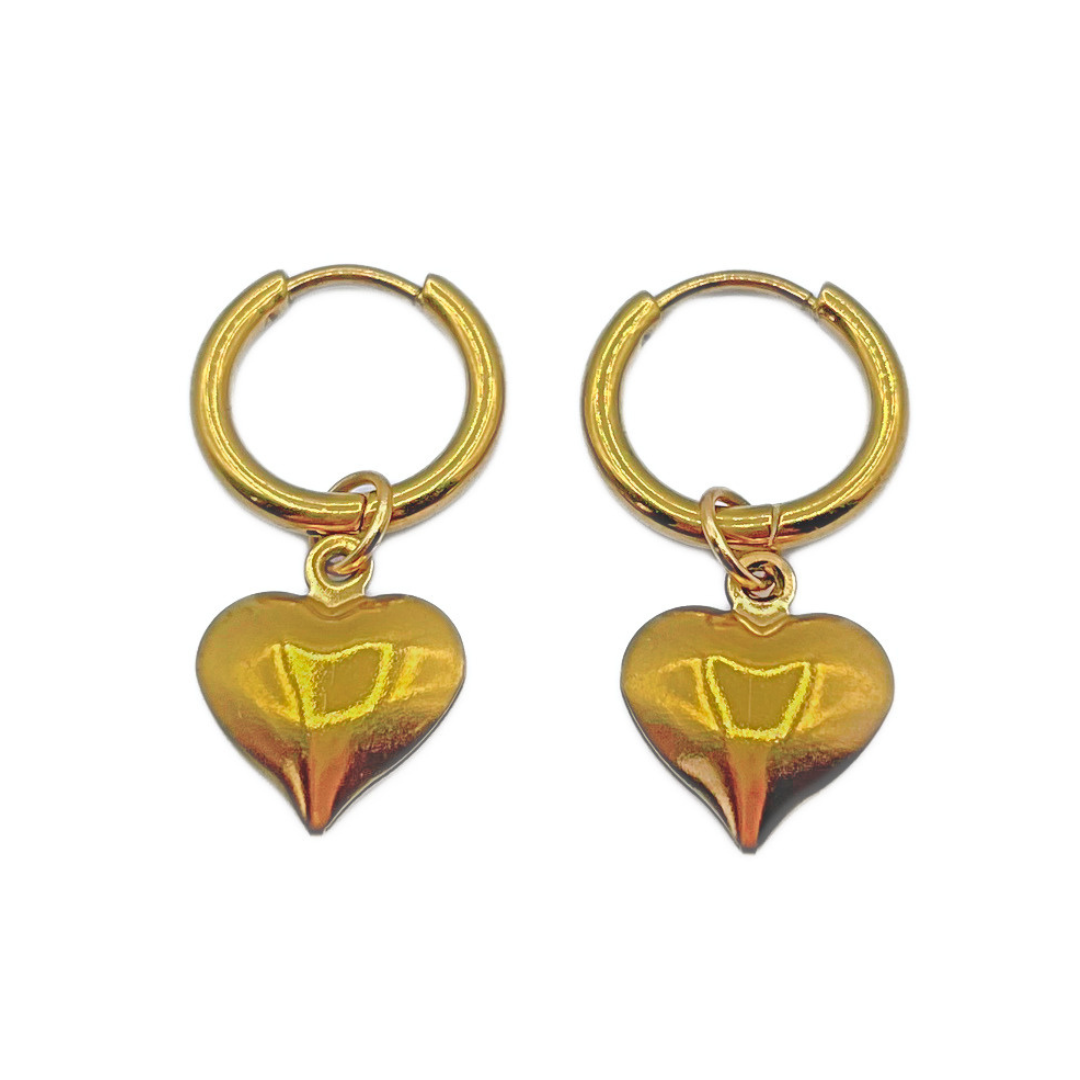 Mini hart oorbellen goud