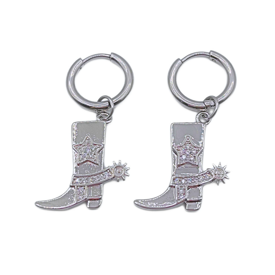 Cowboy oorbellen zilver