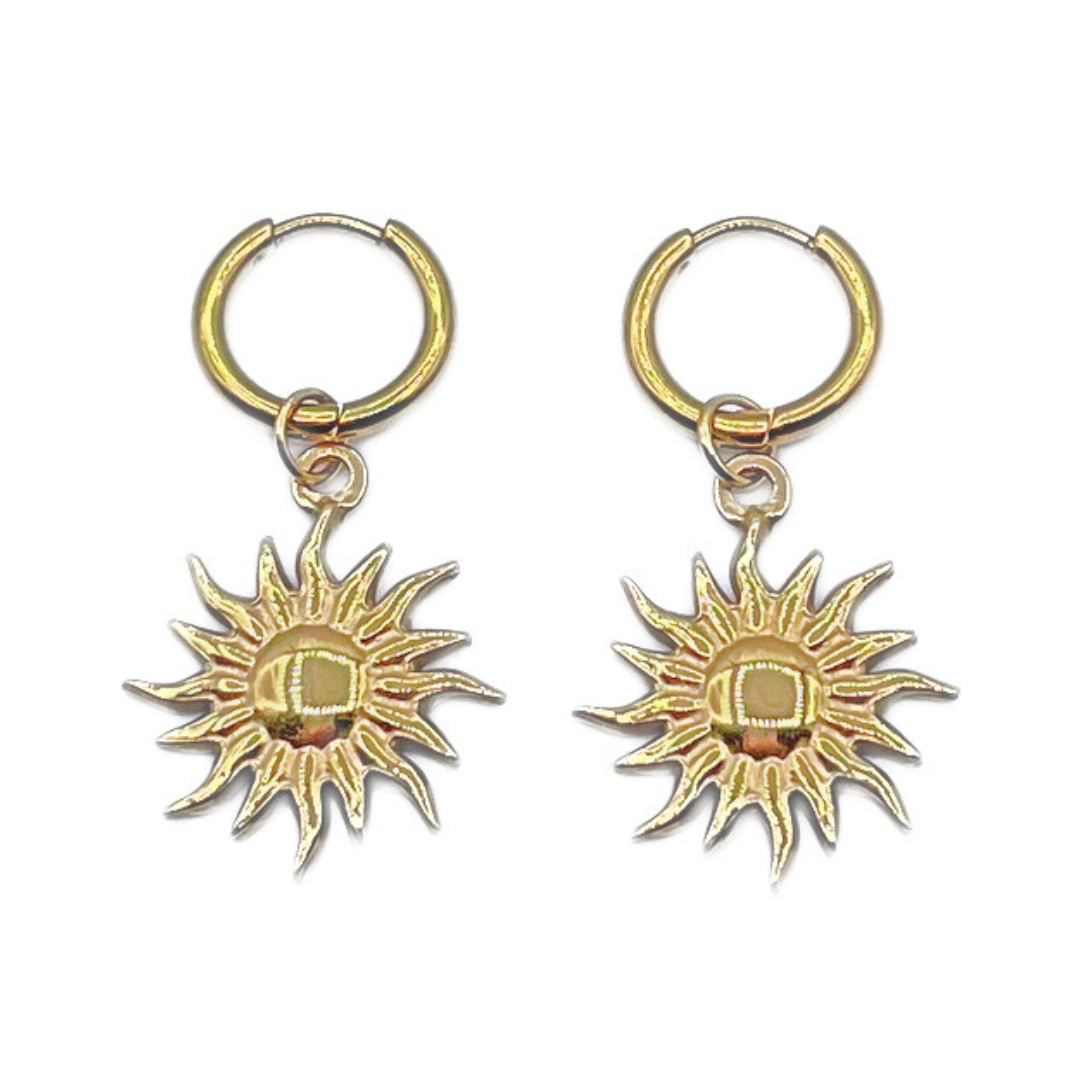 Sun oorbellen goud
