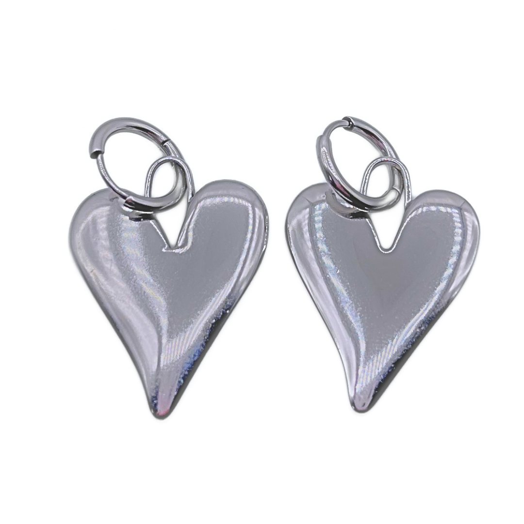 Grote hart oorbellen zilver