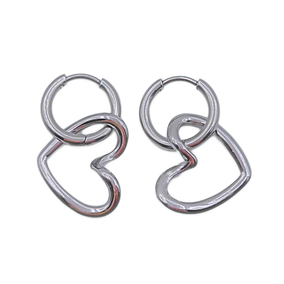 Open hart oorbellen zilver